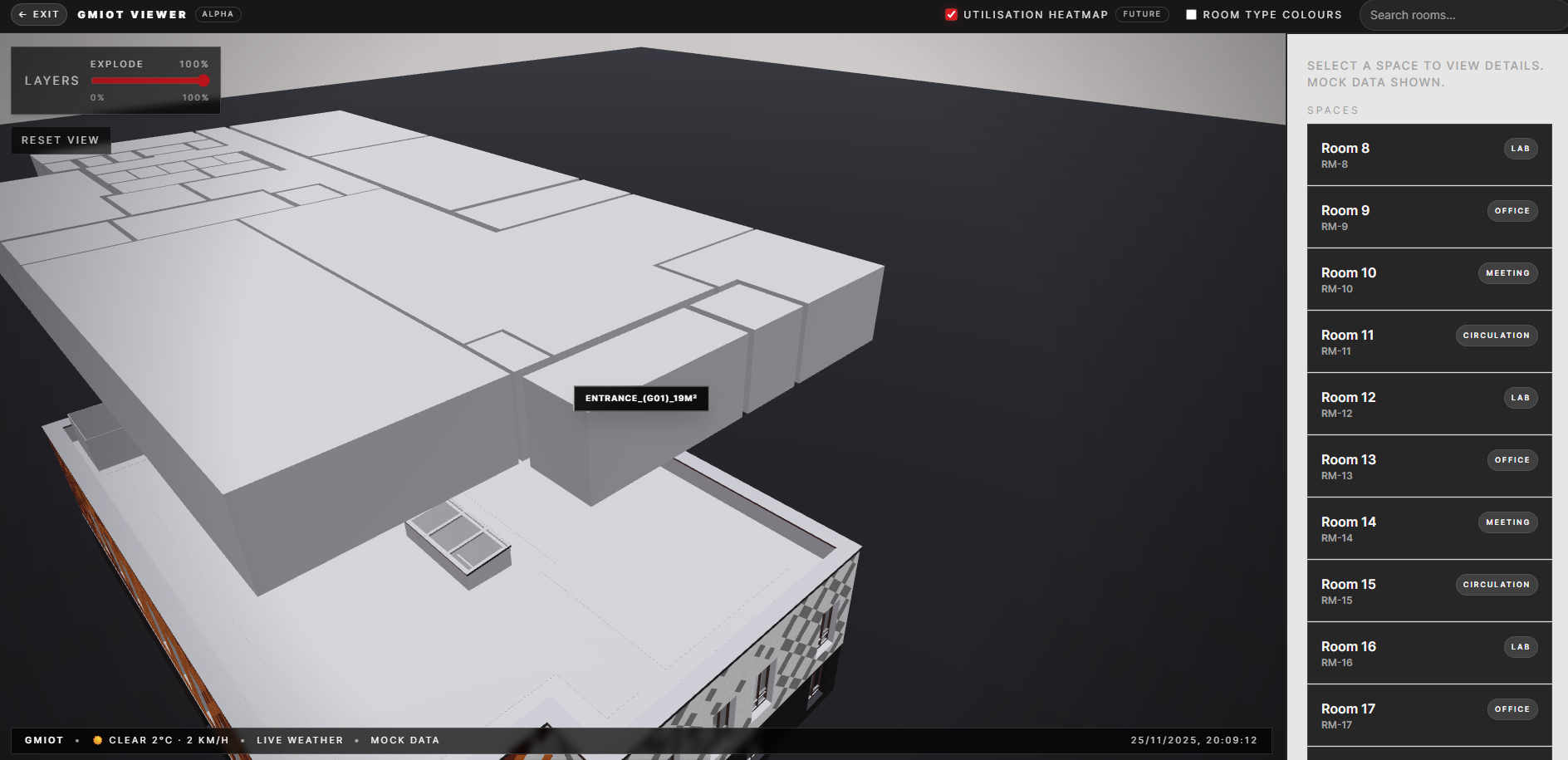 University digital twin visualisation