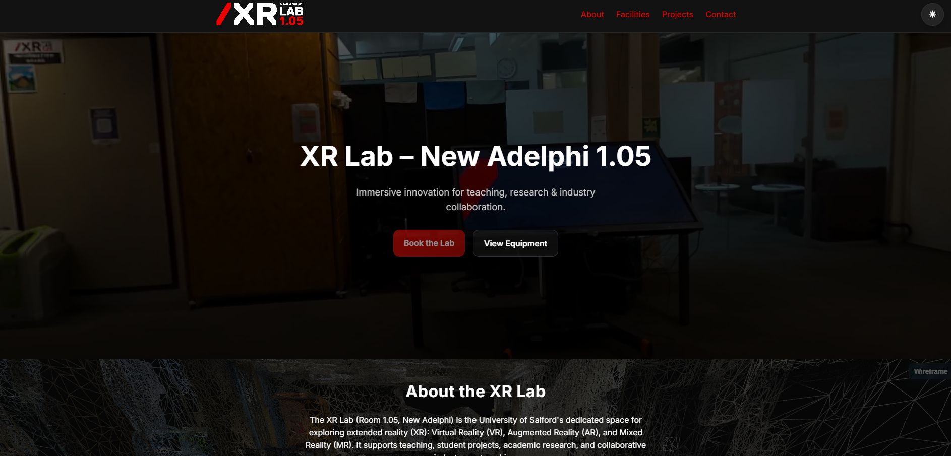 Salford Immersive and Motion Capture Studios website interface